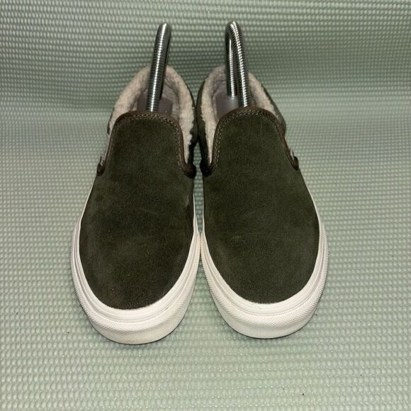 Vans Classic Slip On Shoes Suede Sherpa Lined Women’s Size 6 508182 Green - Picture 2 of 9
